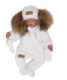 Z & Z Zimná kombinéza s kapucňou a kožušinou + rukavičky, biela, veľ. 68