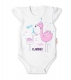 Baby Nellys Bavlnené dojčenské body, kr. rukáv, Flamingo - biele, veľ. 74