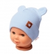 Baby Nellys Rebrovaná dvojvrstvová čiapka s uškami TEDDY - sv. modrá
