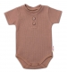 Baby Nellys Dojčenské rebrované body s gombíkmi kr. rukáv, Boy - hnedé, veľ. 68