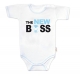 Body krátky rukáv s vtipným textom Baby Nellys, The New Boss, veľ. 74, chalan