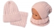 BABY NELLYS Zimná nadčasová čiapka + komín, púdrová
