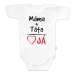 Body krátky rukáv s vtipným textom Baby Nellys, Máma+Táta, biele, veľ. 80
