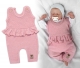 Pletené láclové nohavice Girl s volánikom, Baby Nellys, púdrovo ružové