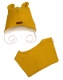 Pletená čiapka s bavlnenou podšívkou a šatkou 2v1, Teddy Hand made - horčicová, 80/86