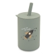 Silikónový hrnček so slamkou Raketa, 150 ml - šedý