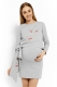 Elegantné tehotenské šaty, tunika s výšivkou a stuhou, L/XL- jasno sivý (dojčiace)